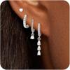 4Pcs/Set Zircon Drop Earrings Set Geometric Hoop Pendant Earrings Set  Women Accessories