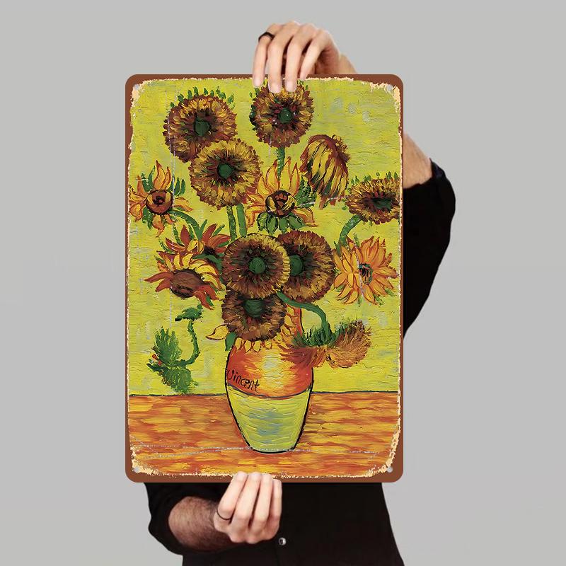 Van Gogh Sunflower Oil Painting Custom Metal Wall Art Living RoomHome Decorative Hanging Painting