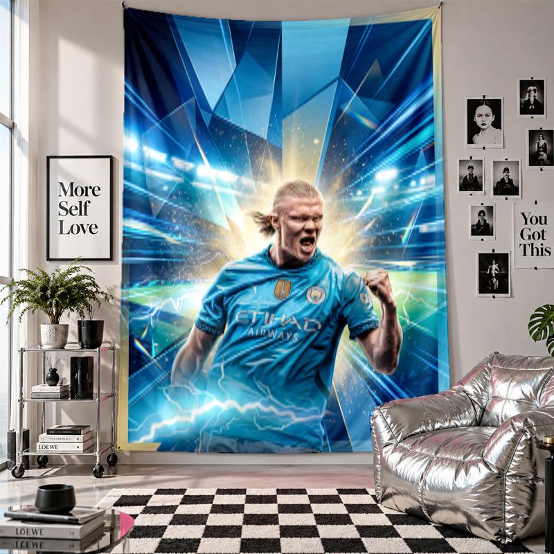 Erling Haaland Wall Tapestry Home Decor Wall Hanging Cloth for Bedroom Living Room Background