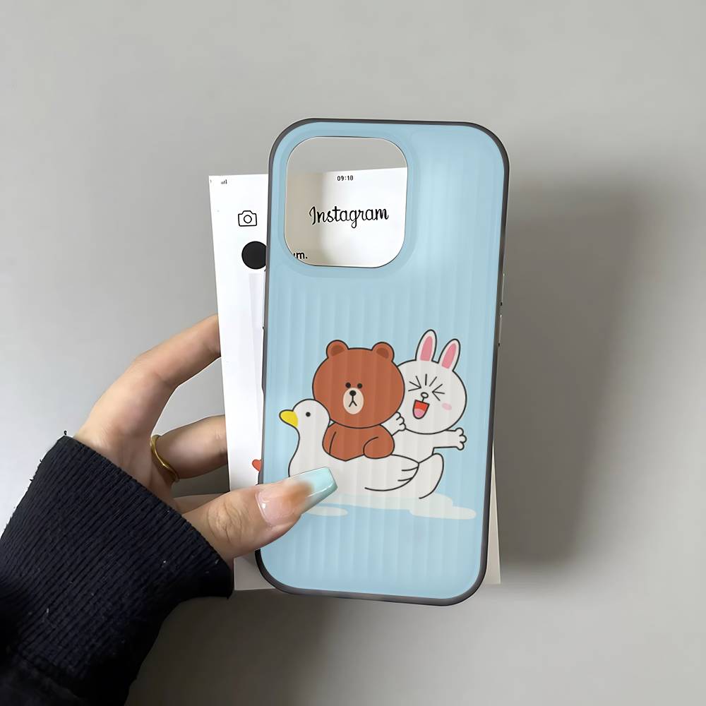 Мультяшный Милый C-Кони B-Браун Чехол для Телефона Для IPhone 17 16 15 14 13 12 11 Pro Max Plus Гофрированный Бампер Задняя Крышка Корпус