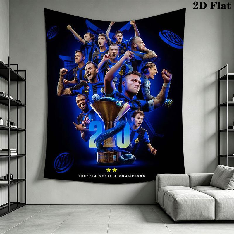 Inter Milan Wall Hanging Printed Fabric Blanket Decorative Tapestries for Bedroom Living Room Home Decor