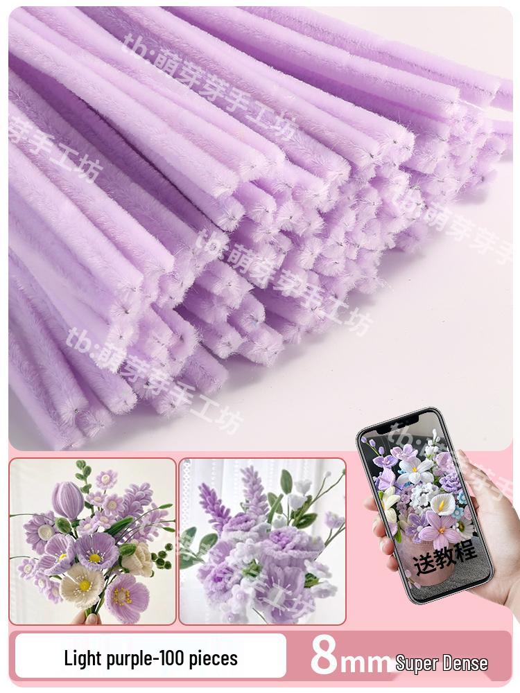 Thickened White Chenille Pipe Cleaners - Mixed Colors for DIY Bouquet Crafts