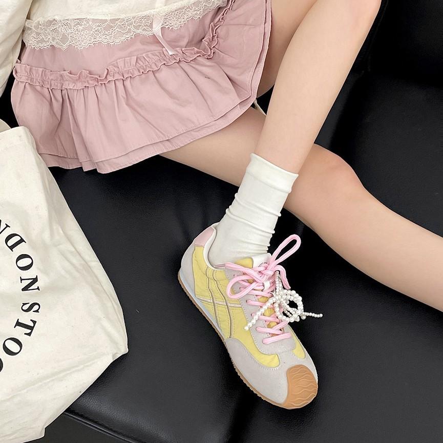 Розовые балетки в стиле ретро женские новинка весны 2025 года универсальные спортивные низкие кроссовки Forrest Gump