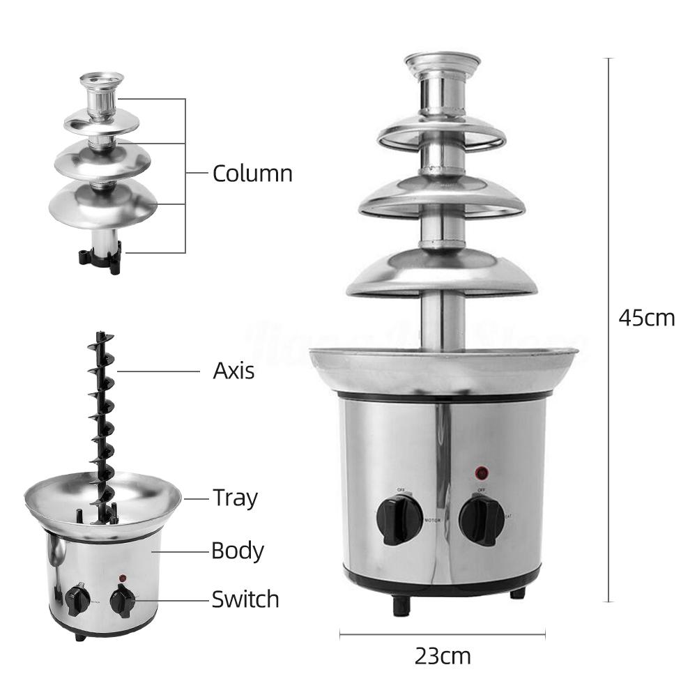 Chocolate Fountain, 4 Tiers Electric Melting Machine, Fondue Pot Set, for Chocolate Candy, Ranch,