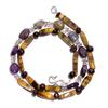Natural Tiger Eye Amethyst Labradorite Gemstone Smooth Beads Necklace 17" UB4904 UB-4904