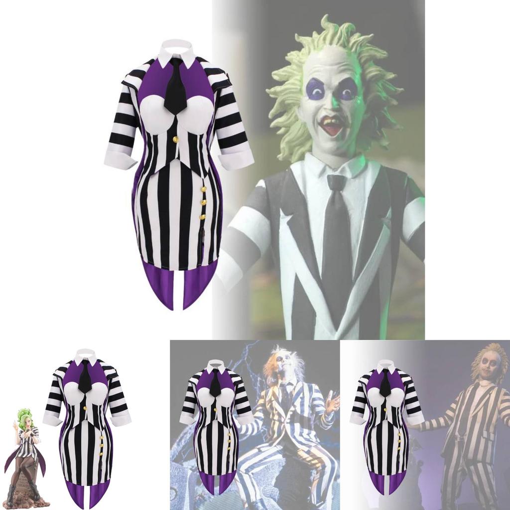 Костюм для косплея в готическом стиле Майкла Китона Битлджус Полиэстеровая ткань