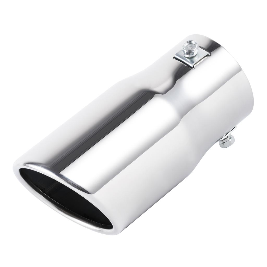 1pc Universal 6.3CM Exhaust Tailpipe Tips Car Accessories Round Angled-mouth Straight Stainless Steel With Single Outlet