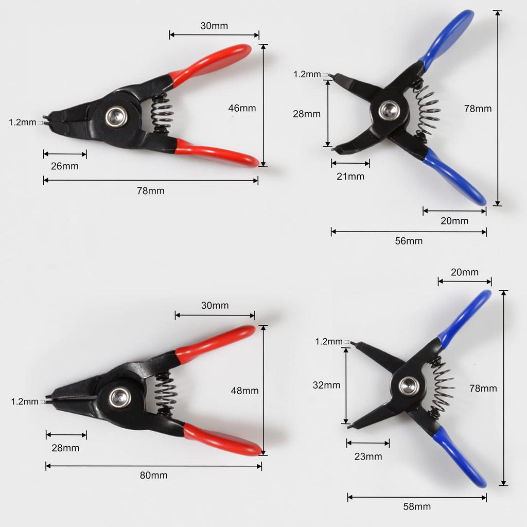 LEONTOOL Mini Snap Ring Pliers for Holes and Straight and Curved Compact and Tip Compact for Removing and Installing Retaining Dedicated Tool for