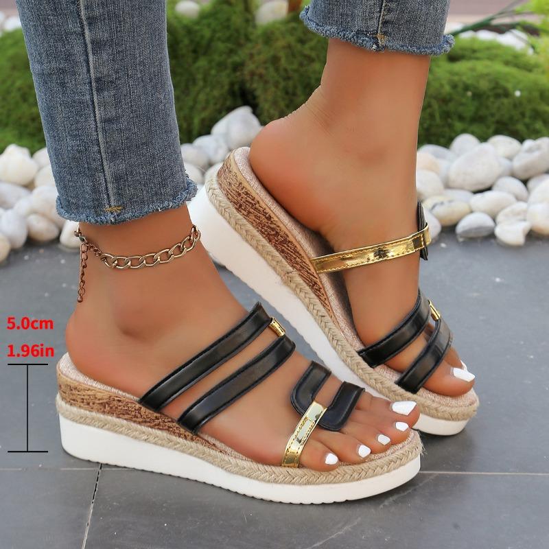 Новые импортные женские классные тапочки большого размера, летние европейские и американские универсальные туфли на наклонном каблуке в римском стиле, женские туфли на платформе, свободные туфли