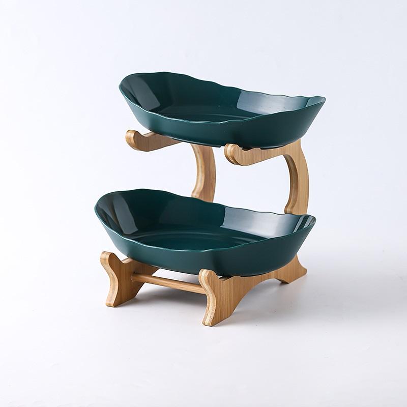 Скандинавская креативная прочная пластиковая фруктовая тарелка с деревянной и железной подставкой, двухъярусная трехъярусная фруктовая ваза для гостиной, современный дизайн