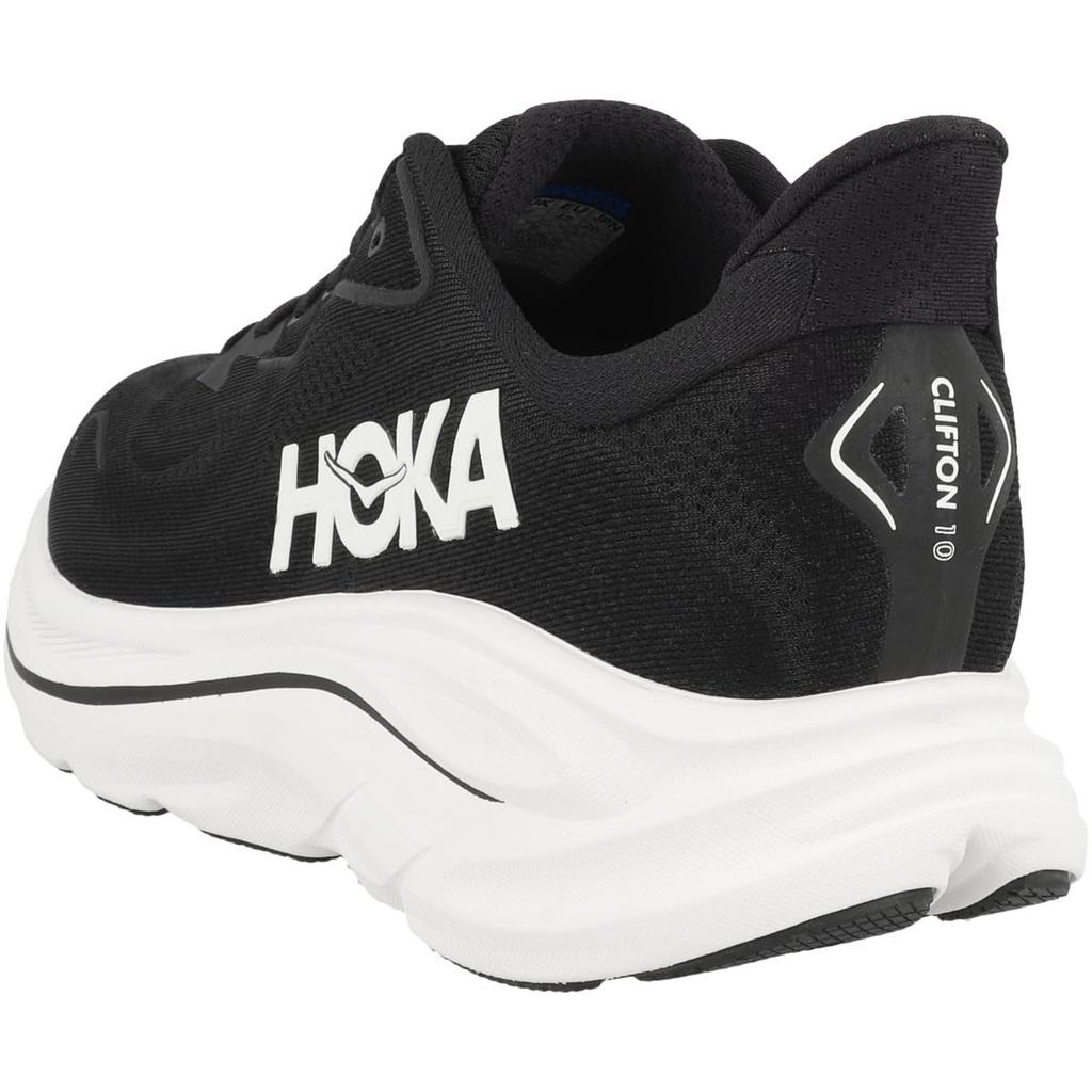 HOKA Clifton 10 Running Black and White Cushioned Sneakers for Walking and Jogging and Size Shoes, (1162030-BWHT), Men's, Ultra-Lightweight, (Black