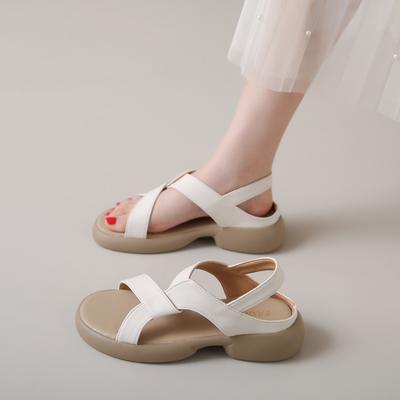 CRLAYDK женские сандалии на низкой танкетке прогулочные туфли с открытым носком 2024 летние мягкие кожаные шлепанцы Bech нарядные ботильоны