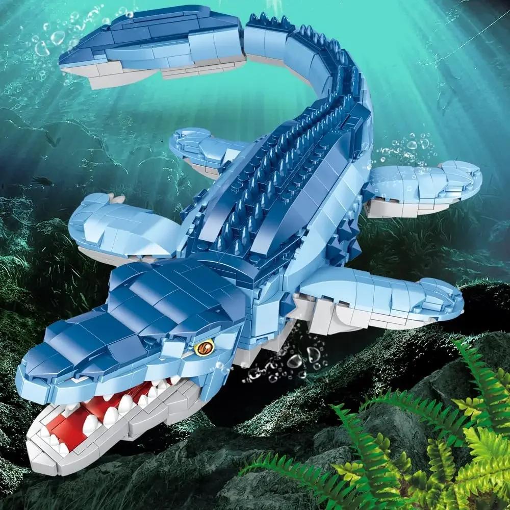 Dinosaur Model Building Blocks Kits,Collectible Toys For Boys Mosasaurus DIY Moc Bricks Kits Adult Children Gifts For Decoration