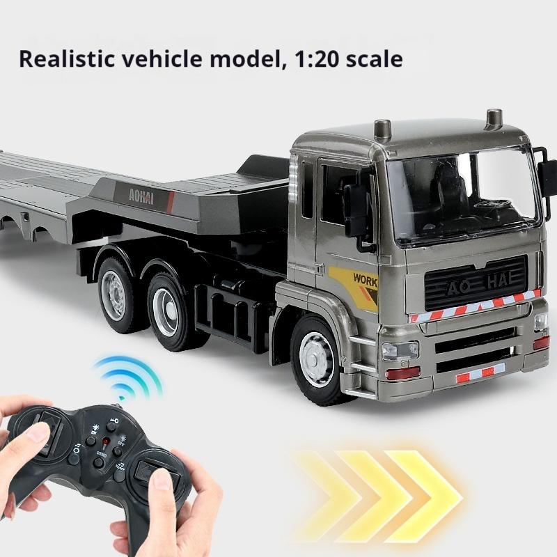 New Product 1:18 Scale 2.4G Remote Control Simulation Alloy Flat Truck Trailer Remote Control Boys' Holiday Gifts Toy