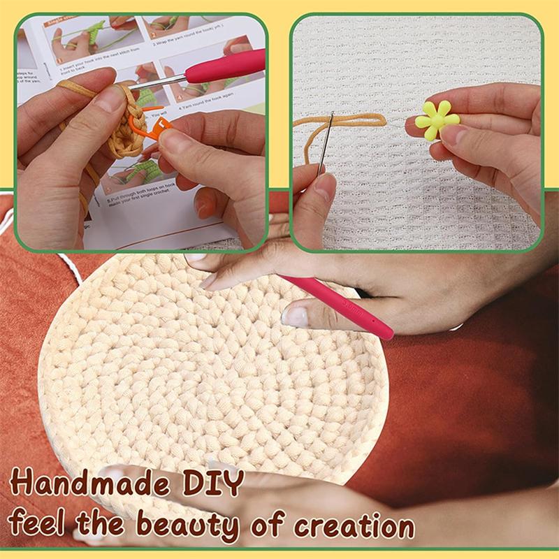 4 шт./компл., подставки для вязания своими руками с инструментами, наборы для вязания крючком для начинающих, взрослые, стартовый набор для вязания крючком