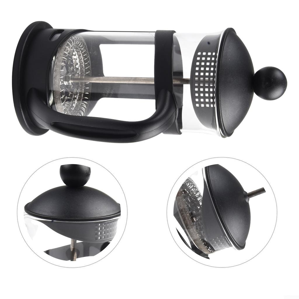 Кофейник 16x7,7 см. Пресс для кофе, 1 шт., черный, прозрачный