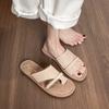 Weiwei Girl 722-1 Leather Toe Slippers Women's Summer Wear Flat Bottom with Skirt Beach Cool Slippers