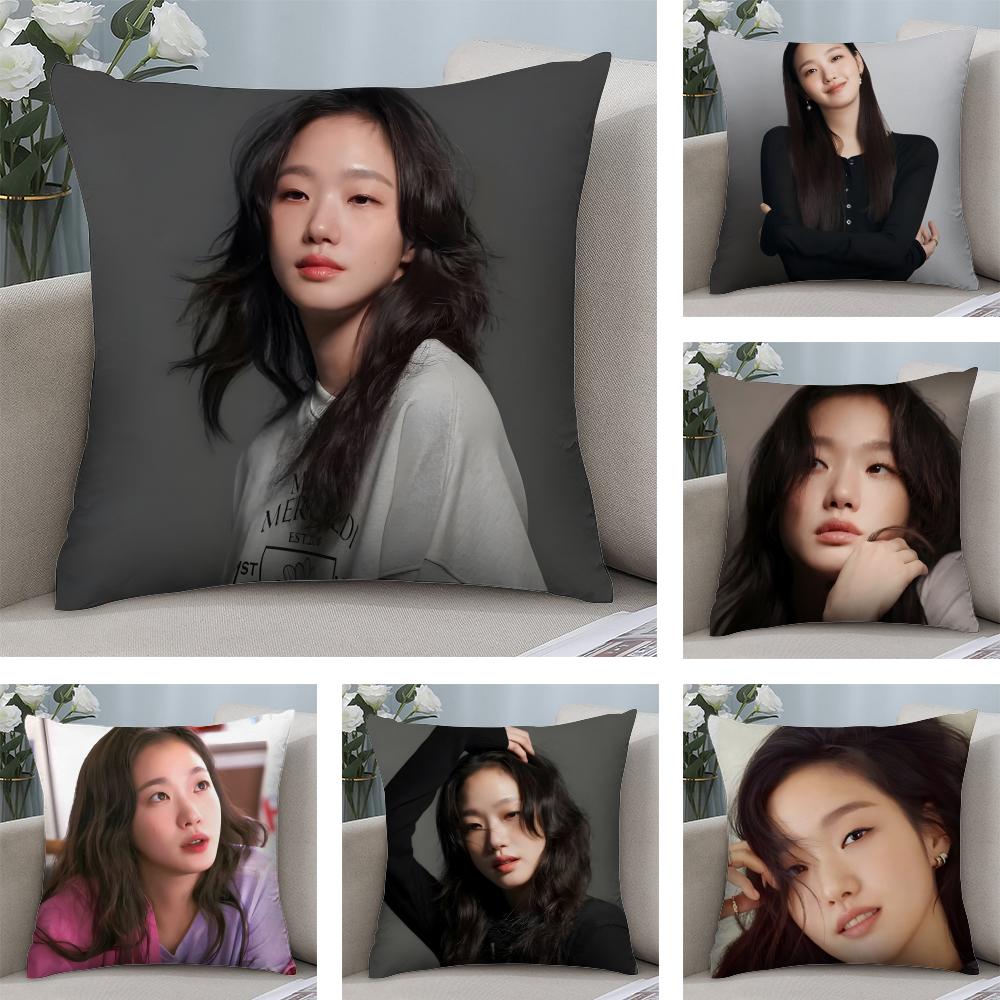 Kim Go Eun Cushion Cover Soft Plush Fabric DoubleSided Printed Sofa Cushion Cover for All Seasons Home Decor Gift