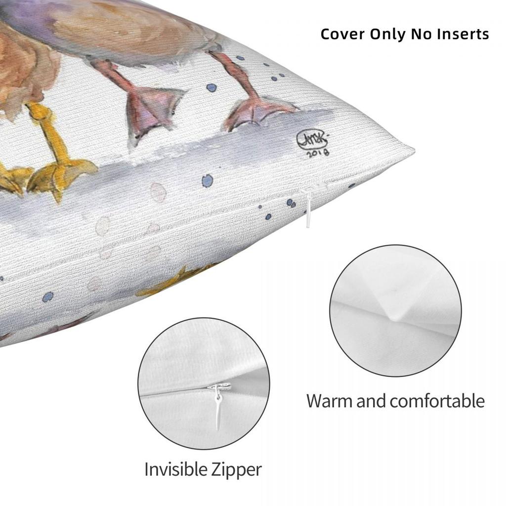 Couple Of Duck Lovebirds Square Pillowcase Polyester Linen Velvet Pattern Zip Decorative Pillow Case Car Cushion Cover 18"