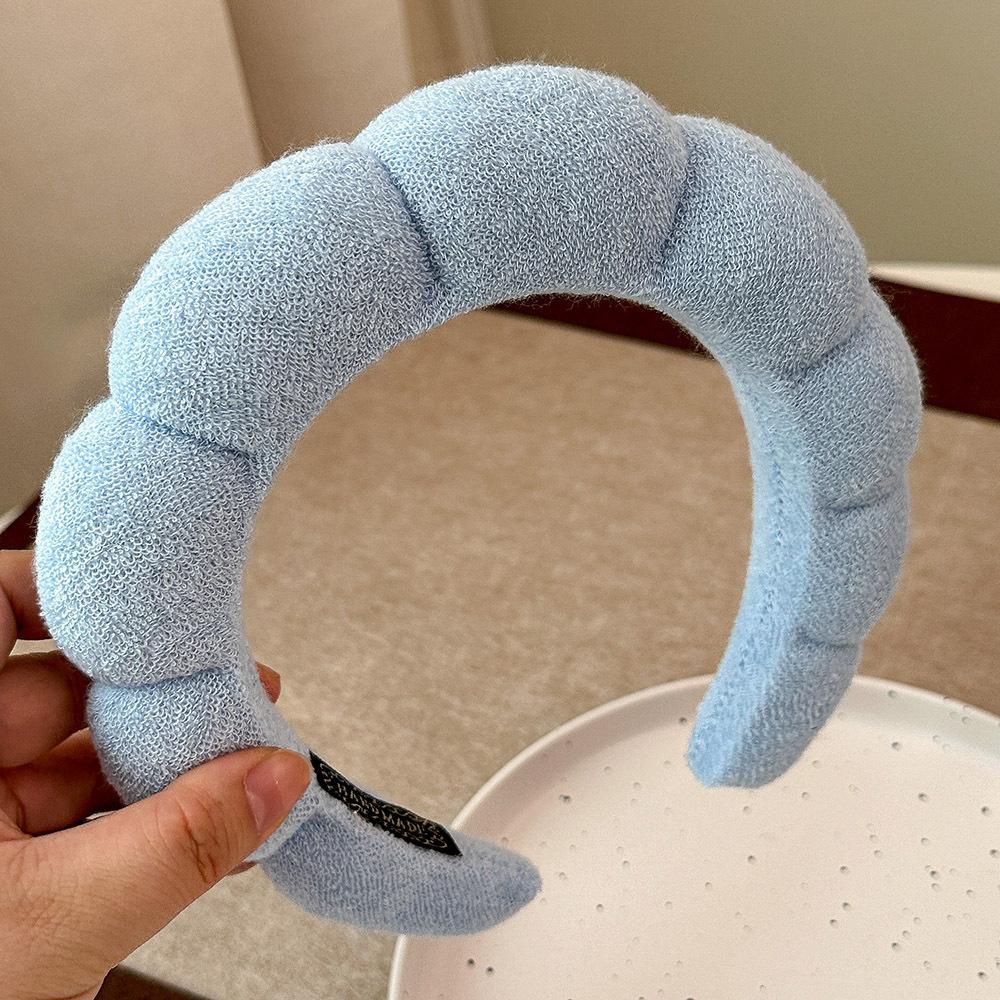 Blue Cloud Wide Headband For Women High Cranial Top Face Washing Hair Band Autumn Winter Headwear
