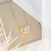 Pink Zirconium Love Necklace Women'S High-End Simple And Sweet Bow Heart Pendant Accessories