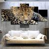 5 Panel/pieces HD Print leopard live animal wall posters Canvas Art Painting For home living room decoration