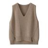 100% Pure Cashmere Women's Sleeveless V-Neck Cardigan, Inner Mongolia Wool Knit Vest