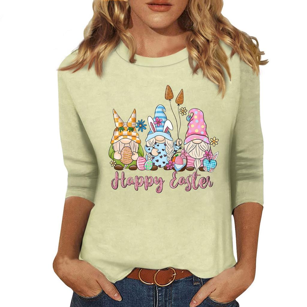 Женская мода повседневная три четверти рукава с принтом пайеток круглый вырез топ