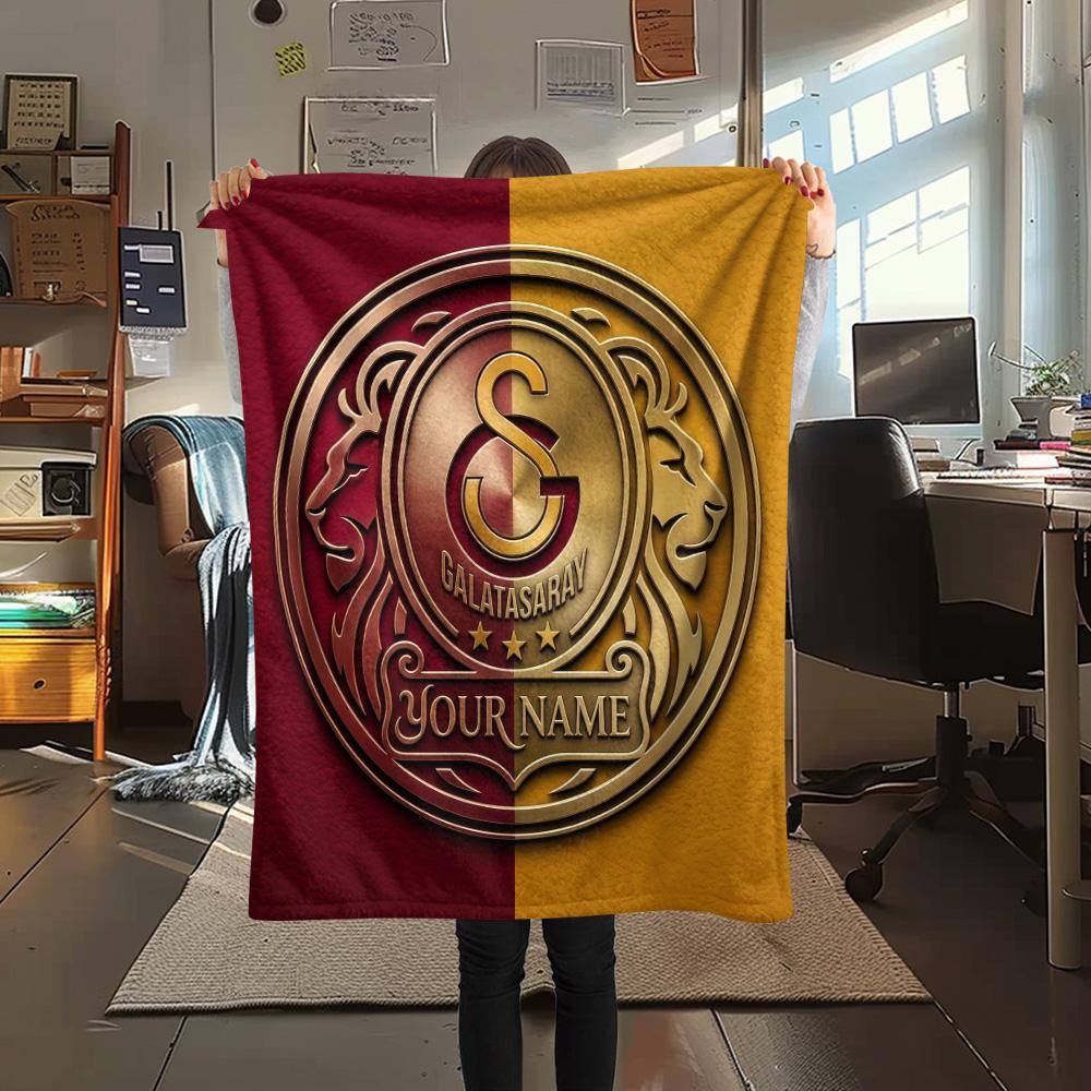 Custom Name Galatasaray Flannel Blanket, High quality Comfortable for All Seasons, Home Decor, Warmth and Comfort