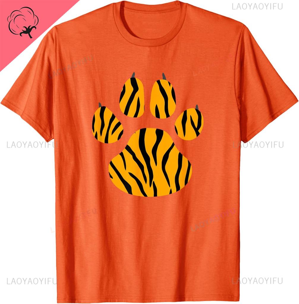 Cool Animal Tiger Print Paw Funny Shirt Men and Women Short Sleeves Cotton Tee Graphic T Shirts Camisas Streetwear