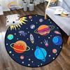 Space Universe Vector Ufo and Many Planets In Galaxy Round Bedroom Floor Mat Cosmos Solar System Pattern Decoration Carpets