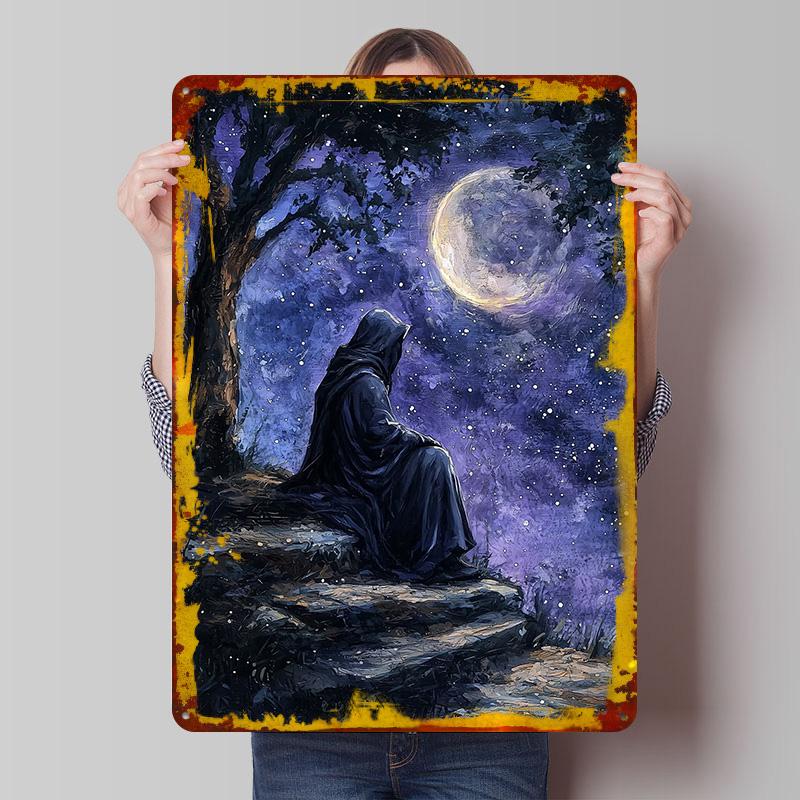 Night Sky Watcher Tin Plaque Poster Customized Wall Art Retro Vintage Metal Signs for Man Cave Decoration Living Room Decor Men