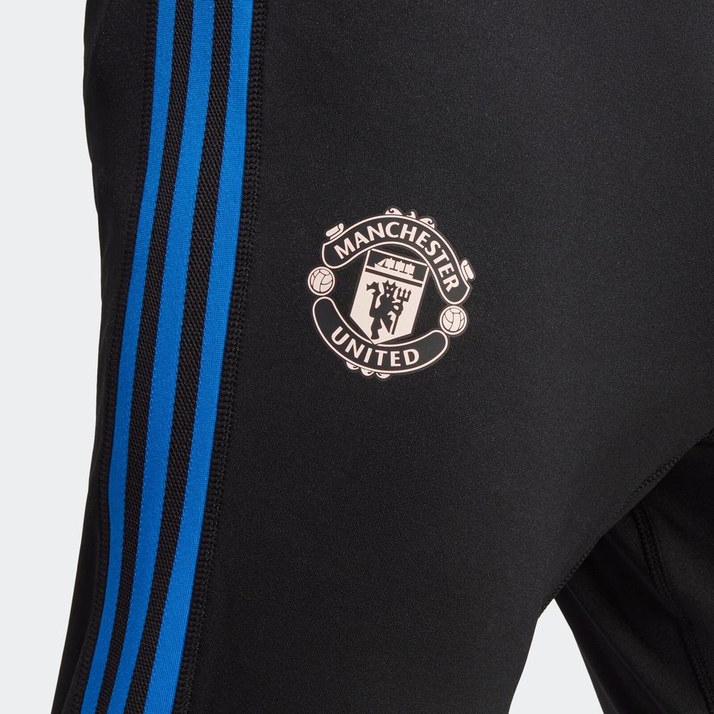 Adidas Manchester United Pro Pants with Striped Color Block and Elastic Cuffs Men Bottoms Black HT4274