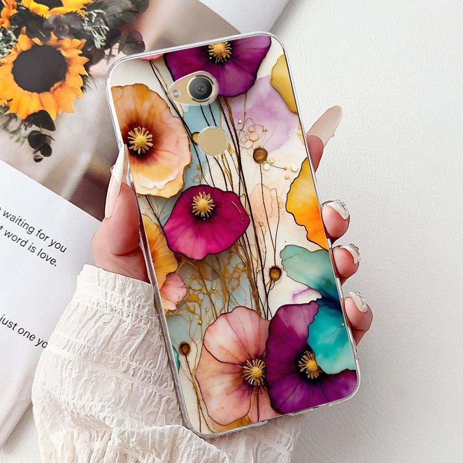 For Sony Xperia XA2 Case H3113 H3123 H3313 Cover Fashion Art Flower Painted Soft TPU Bumper on Sony Xperia XA2 Ultra H3213 Shell