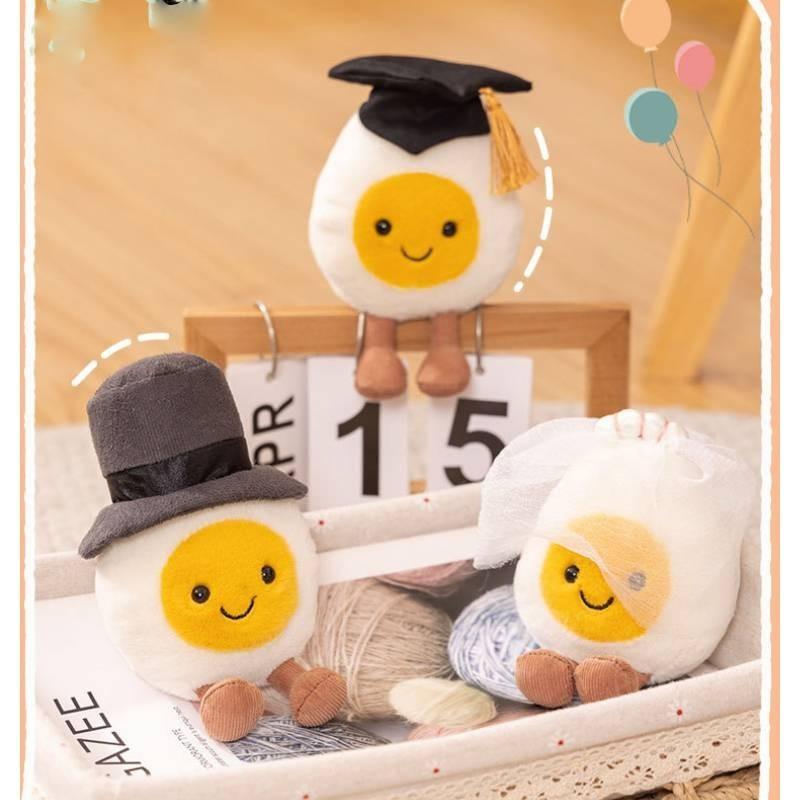 Adorable Plush Boiled Egg Graduation Gift With Cap For Friends And Classmates