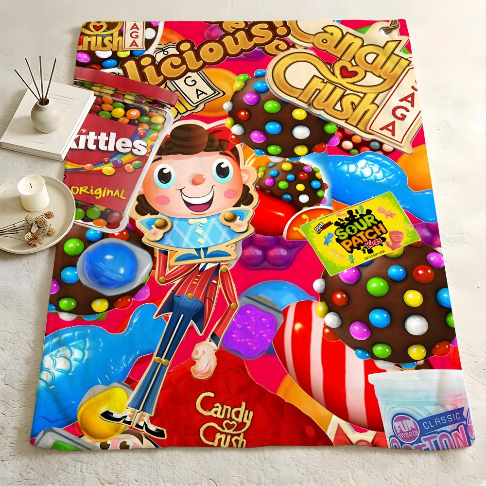 Игровое одеяло C-Candy C-Crush S-Saga Throw из фланели, мягкое для кожи, подходит для дивана, гостиной, кровати, путешествий и в качестве подарков