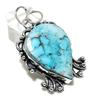 Natural Tibetan Turquoise Gemstone 925 Sterling Silver Pendant 2.17" l7W25