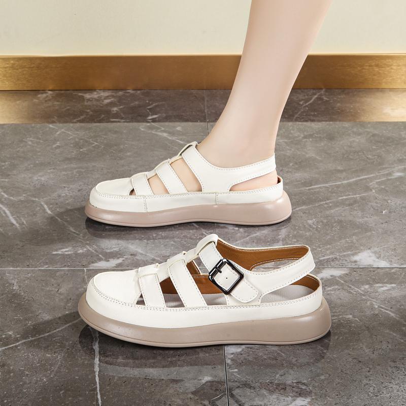 Женские римские сандалии Летние повседневные сандалии для девочек с закрытым носком Пляжная обувь больших размеров