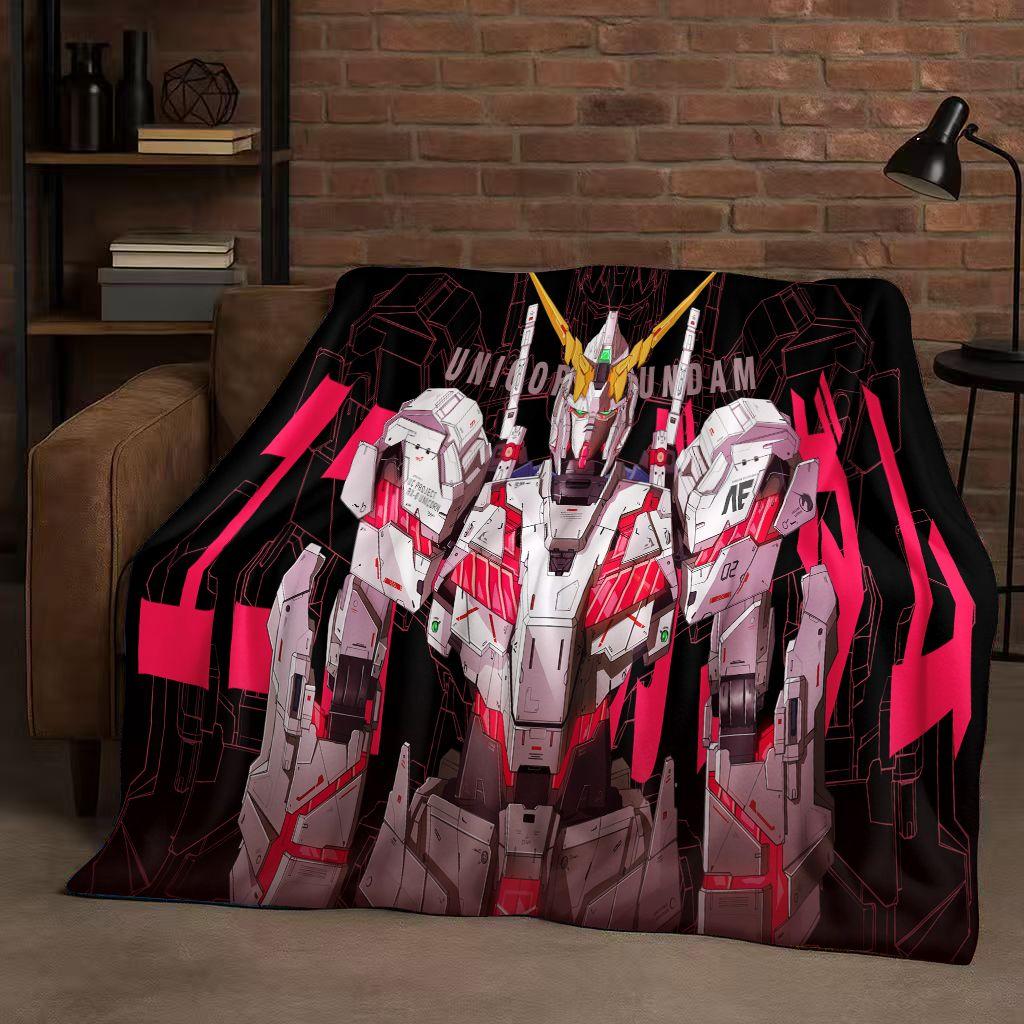 Sanrio Gundam Cartoon Robot Christmas Gift Flannel Blanket,Ultra Soft Warm Plush Throw for Home Bedroom Bed Sofa Cover Office