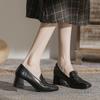 Retro Square Toe Shoes Woman Pu Leather Pumps Solid Chunky High Heels Escarpins Ladies Office Dress Tacone Mujer Mary Janes 2024