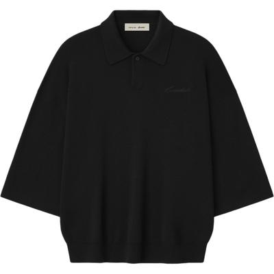 Essentials Signature Короткий рукав 90-е Вязаный Поло Винтажный Черный Унисекс Топы 192SP266961F
