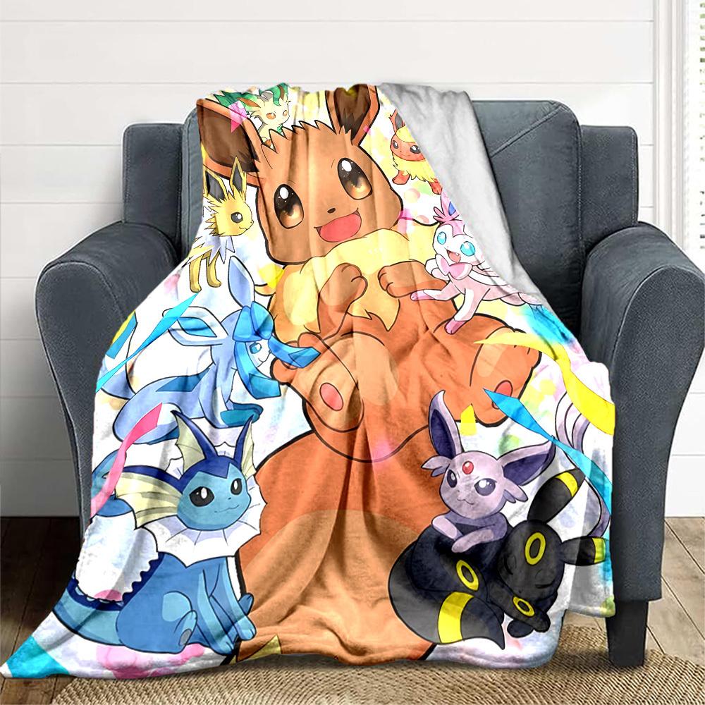 1pc Eevee, Pokémon Blanket Lightweight Flannel Blanket Throw Blanket For Sofa, Bed, Travel, Camping, Livingroom, Office, Couch