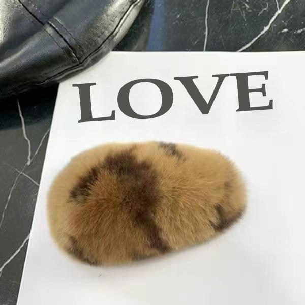 Плюшевая заколка для девочек из натурального кроличьего меха, женская заколка с челкой