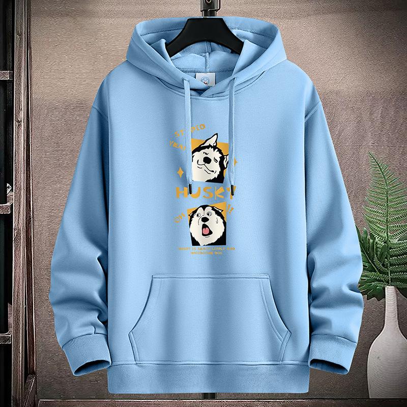 Cute Dog Pattern Mens Hooded Hoodie Sportshirt Plus Size Boys Pullovers M-5XL