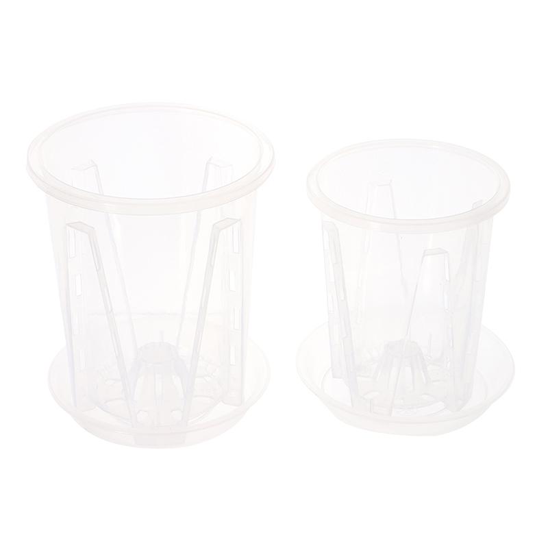Root Control Transparent Flower Pot With Tray For Phalaenopsis Orchid Planting