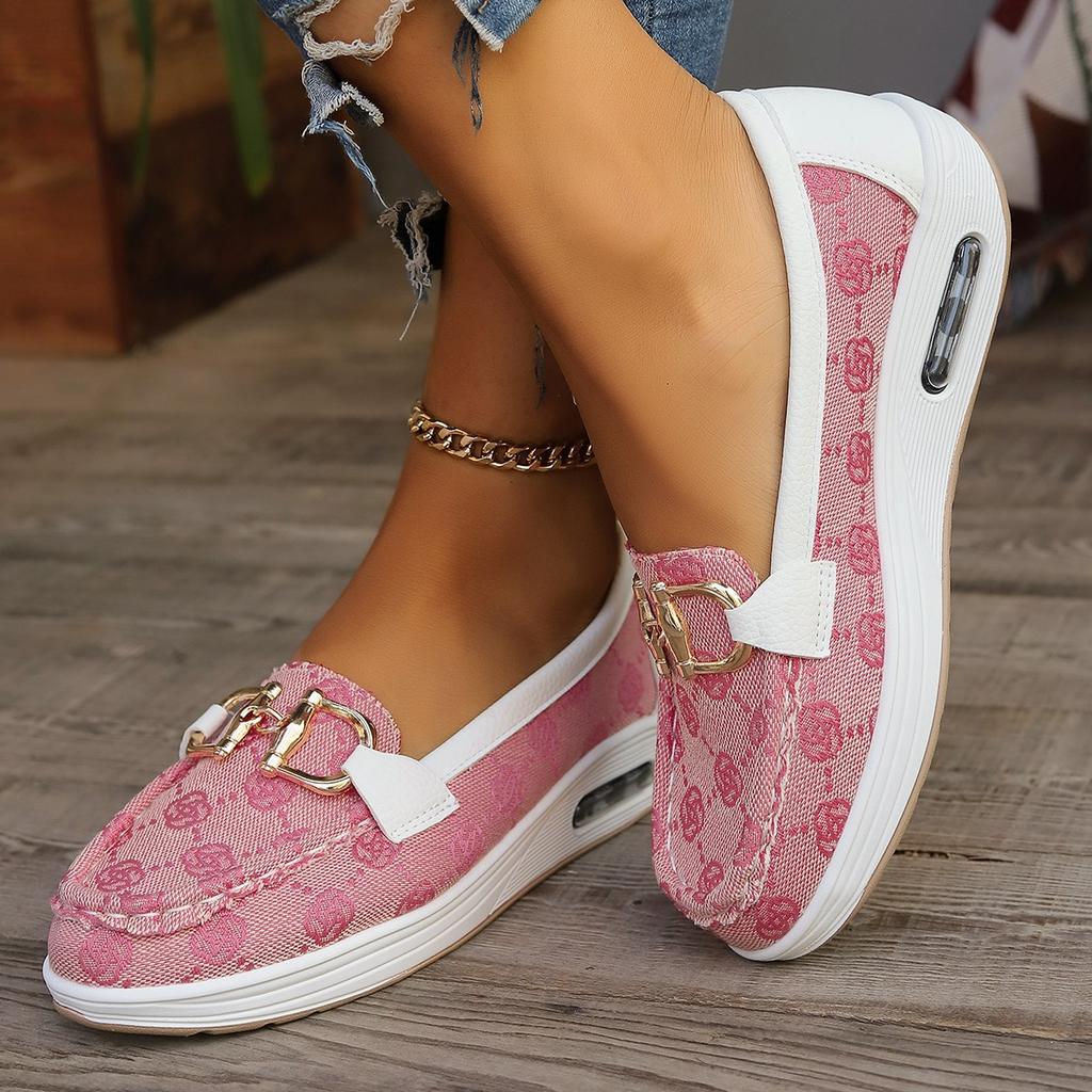 Women's Trendy Retro Designer Flat Shoes, Women's Round Headed Metal Decorative Casual Shoes