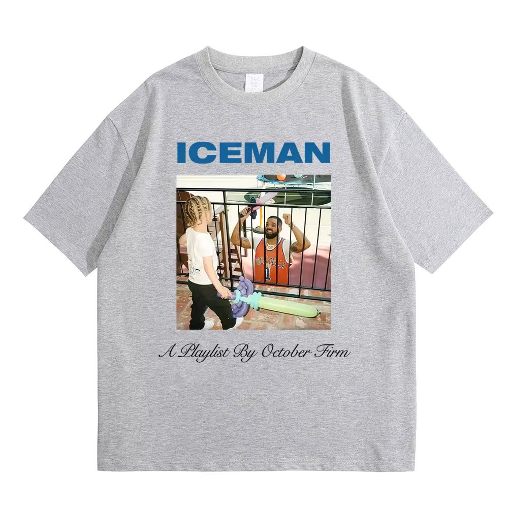 Rapper Drake ICEMAN Graphic T‑shirt Men Women Hip Hop Fashion Retro Short‑Sleeved T‑Shirt