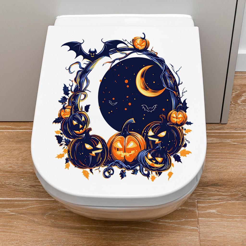 Halloween Bathroom Toilet Lid Decal Sticker Home Decoration Waterproof Self Sticky 29x30cm for