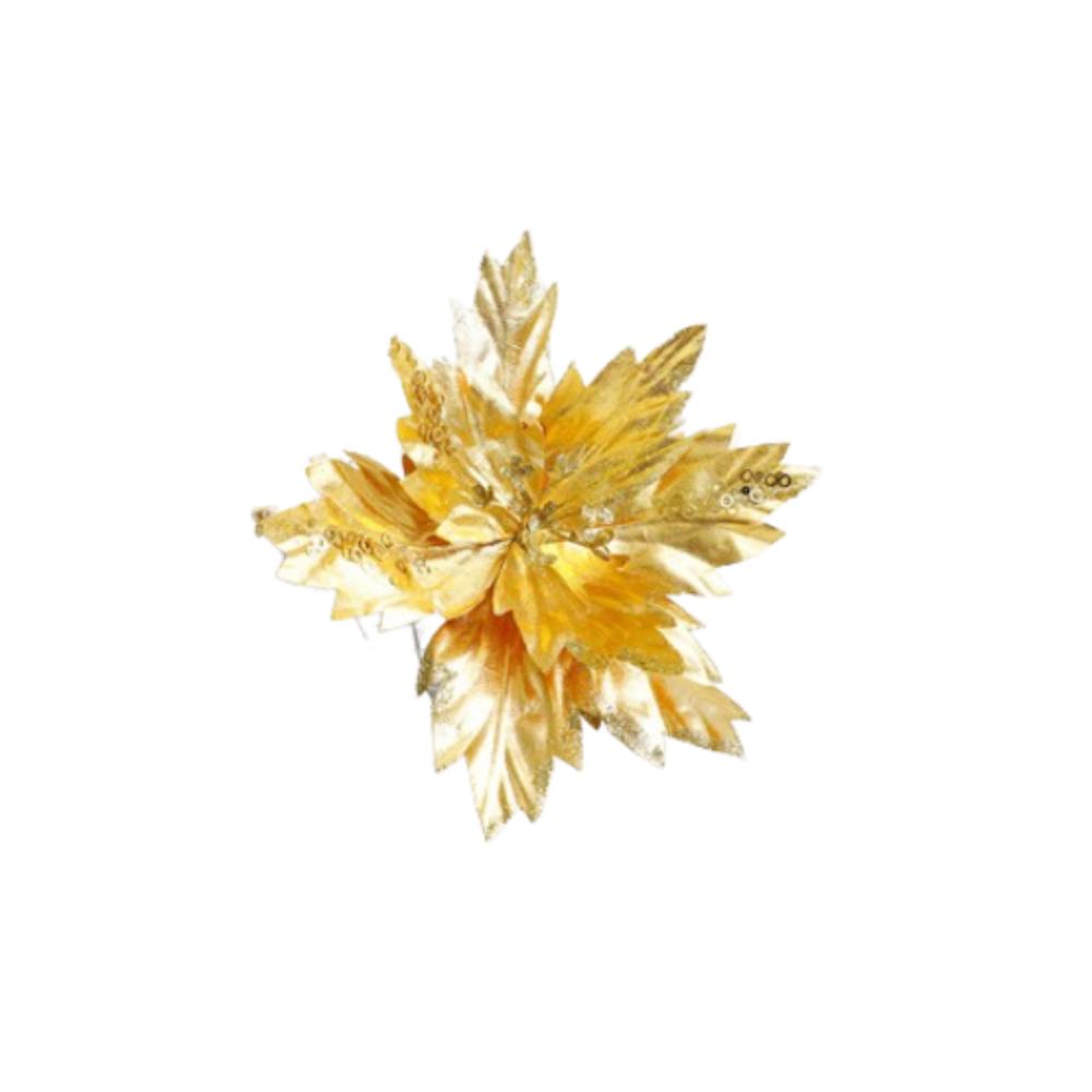 Sequins Artificial Poinsettia Flower Simulation Christmas Tree Ornaments New Year Decor Gifts
