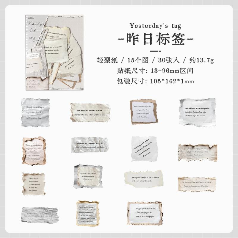 30 Sheets Vintage Letterhead Decor Stickers, Nostalgic Letter Borders, Journal Card Album DIY Decals